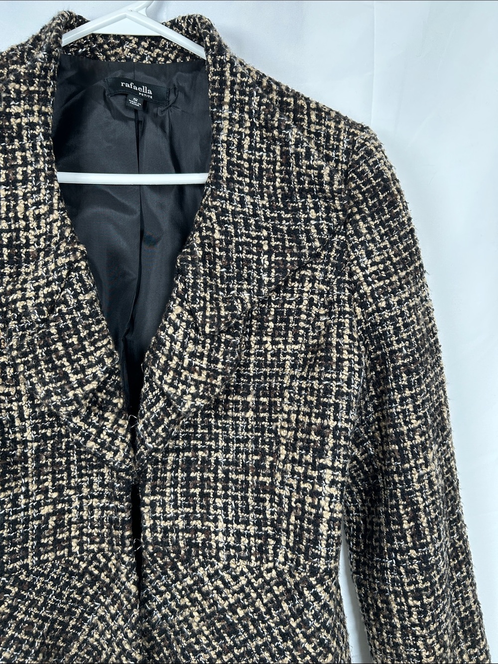 Rafaella Petite Ruffle Blazer Jacket Women’s Small Black Brown Wool Blend - Picture 3 of 11